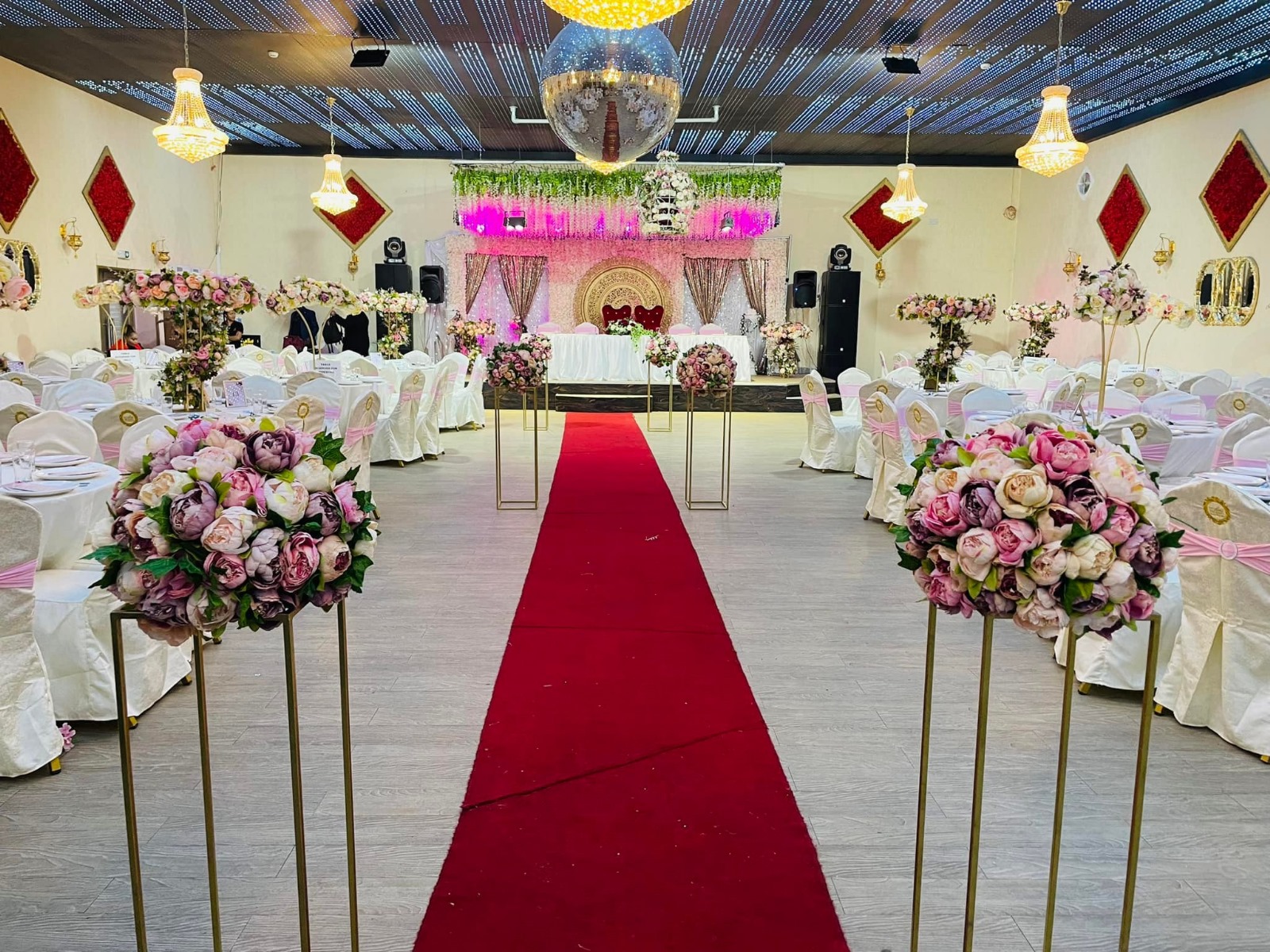 Wedding Aisle with Pink Floral Decor